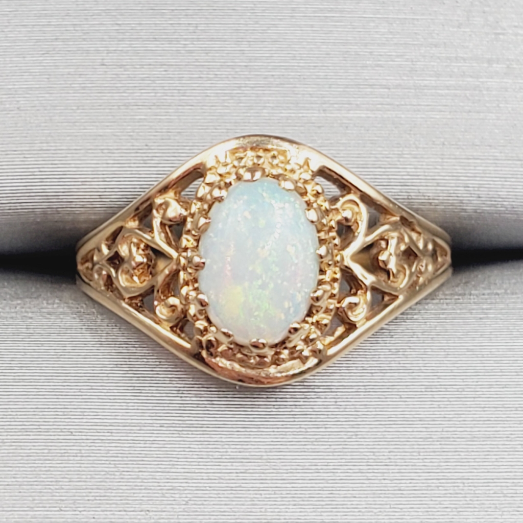 10k Solid Yellow Gold Opal Ring